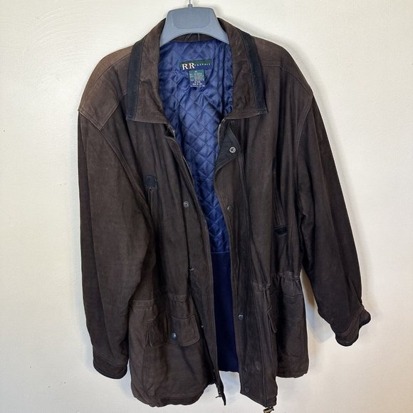 Vintage R&R Casuals Dark Brown Mens Oversized Leather Jacket XL Zip Up Pockets - Picture 2 of 15